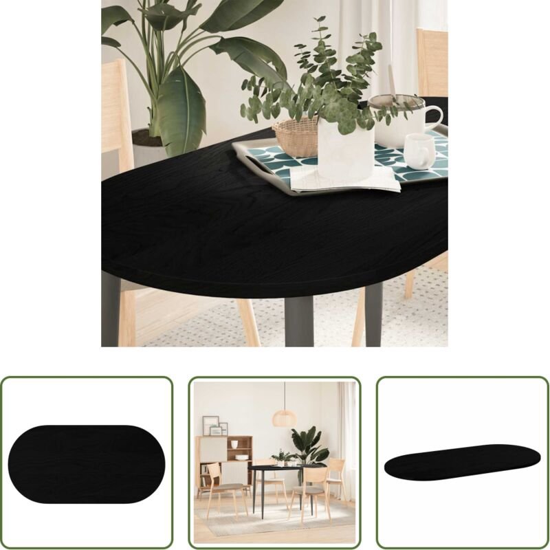 Eichenholz - Tischplatte Dunkelbraun 120x60x2 cm Massivholz Eiche Oval