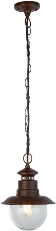 Searchlight Station 1 Light Außenanhänger - Rustikales Braun mit klarem Glas