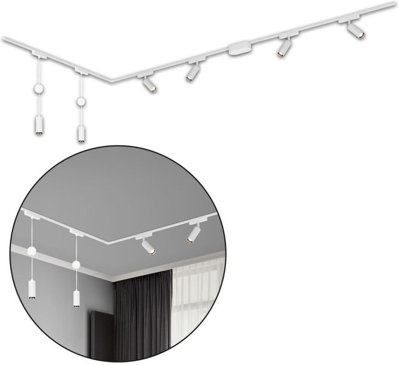 B.k.licht - Briloner Luxtrail Schienensystem, Komplettset, 4x led Spots, 2x led Pendel, Schwenkbar, Höhenverstellbar, We...