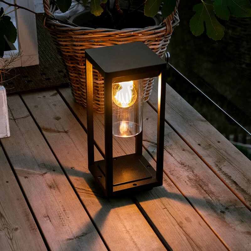 Etc-shop - Außen Steh Lampe Garten Beleuchtung alu Laterne Retro Hof Balkon Terrassen Deko Tisch Leuchte schwarz