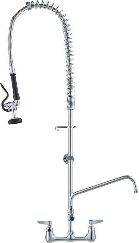 Vevor Kommerzieller Wasserhahn mit Vorspülbrause, 111 cm Höhe, 203 mm Mitte, 305 mm Schwenkauslauf, Wandmontage Küchensp...