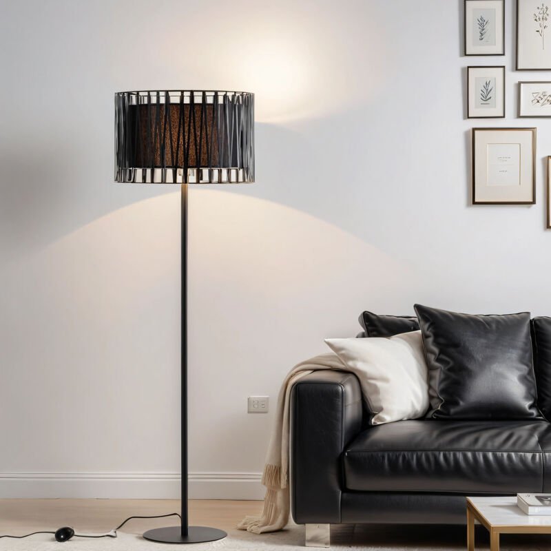 Moderne Stehlampe Schwarz Wohnzimmer145 cm klein mina