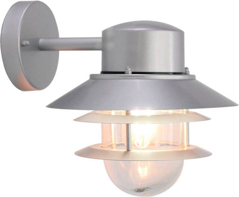 Außen Wandlaterne COPENHAGEN aus Edelstahl, Silber Höhe 24cm