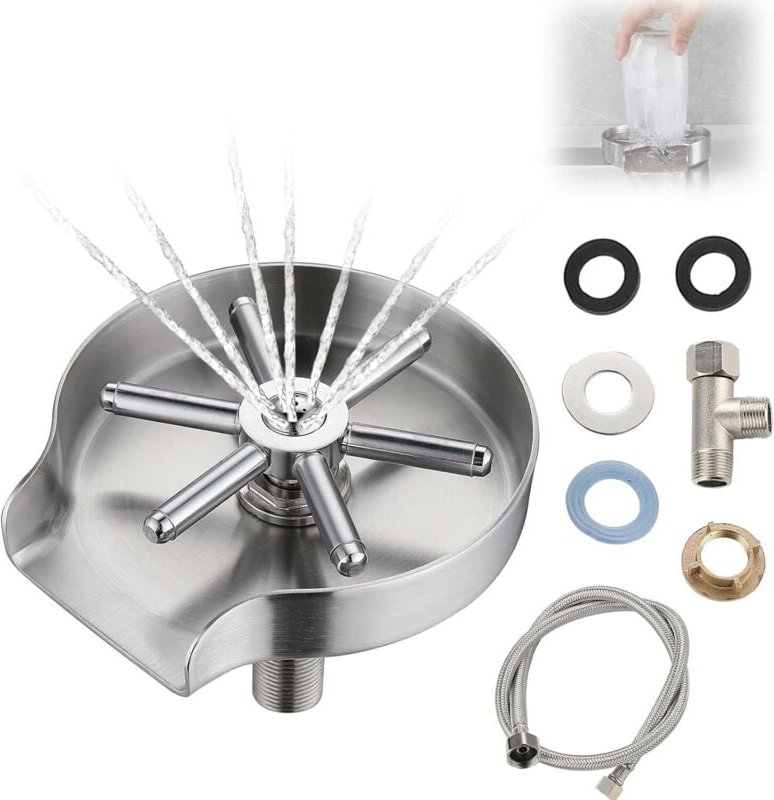 Linghhang - Automatische Glaswaschmaschine, Küchenspüle Edelstahl Glaswaschmaschine, Tassenreinigungsmaschine, Glaswasch...