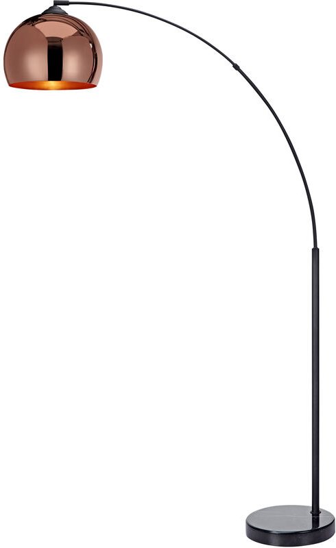 Teamson Home - Arquer Gewölbt Gebogen Stehende LED-Stehlampe mit Glockenschirm und Marmorsockel, Moderne Beleuchtung in ...