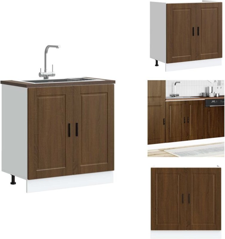 Spülenunterschrank Porto Braun Eichen-Optik 80x46x81,5 cm - Spülenunterschrank - Spülenunterschränke - Küchenunterschran...