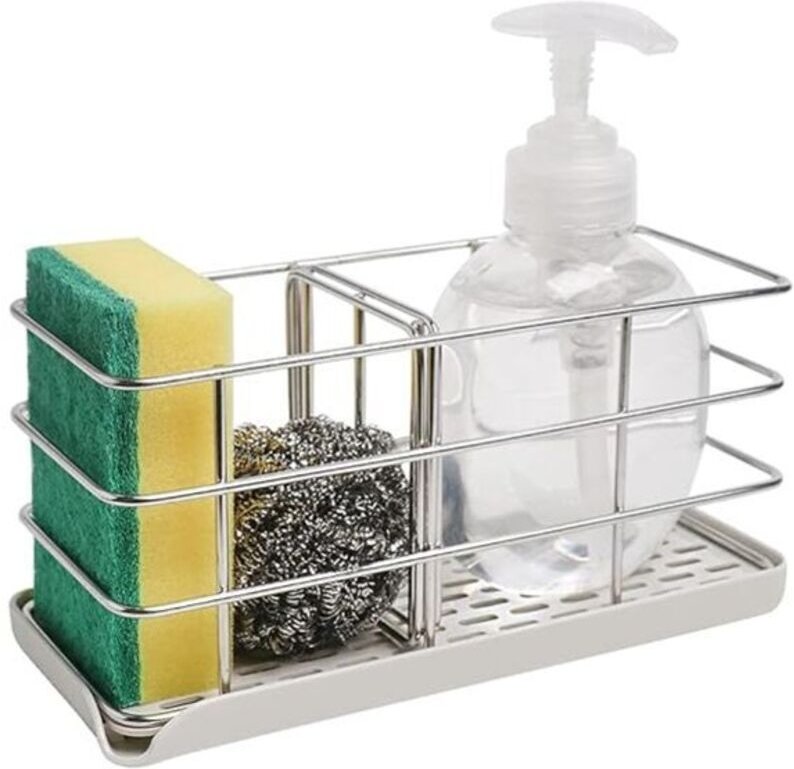 Schwammhalter für die Küchenspüle, Organizer für die Küchenspüle, Edelstahl-Spülbeckenablage, Geschirrständer, Hängeplat...