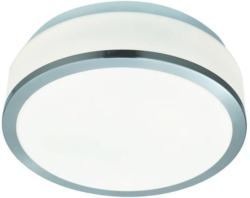 Searchlight - Discs - Badezimmer Flush 2 Lichtdecke Satin Silber, Opal IP44, E27