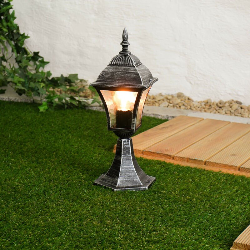 Licht-erlebnisse - Antike Wegeleuchte Garten toscana Silber regenfest