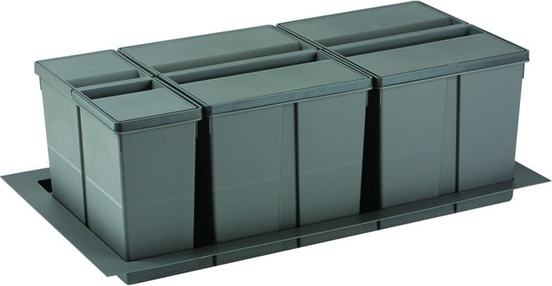 9XL System 900mm Abfallsortierer 2x26l+1x11l grau SANS MARQUE