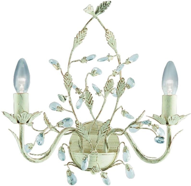 Almandite - 2 Licht Innenkerze Wandleuchte Gold, Creme mit Kristallen Blumenblätter Design, E14 - Searchlight