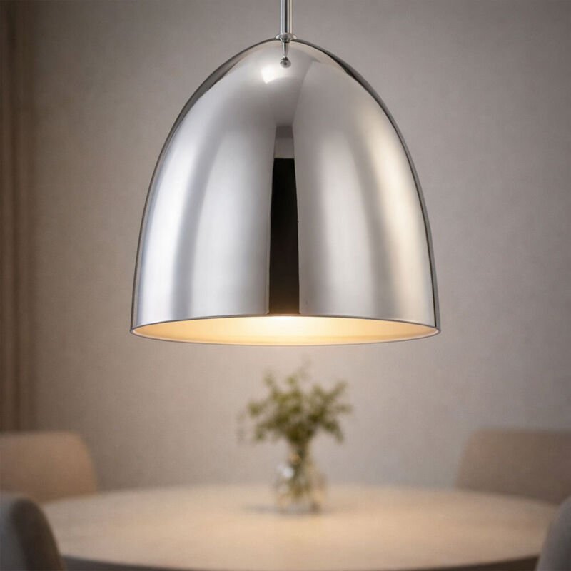 LED Pendelleuchte Retro Hängelampe Esstischleuchte Küchenleuchte silber, Aluminium Chrom, 7W 630Lm warmweiß, DxH 25 x 13...