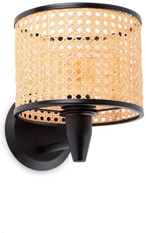 Mambo Wandleuchte innen schwarz/rattan 64307-47