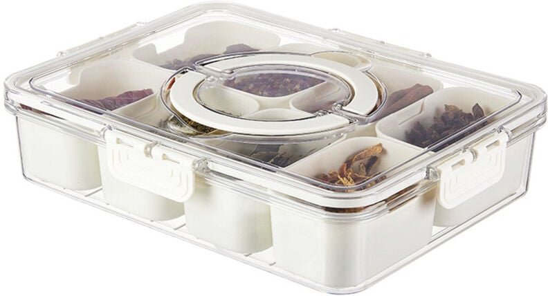 Snackbox mit Fächern,8 fächer Snackschale mit Deckel,Snackteller Snack Schale,für Obst, SüßIgkeiten, NüSse und Snacks, G...