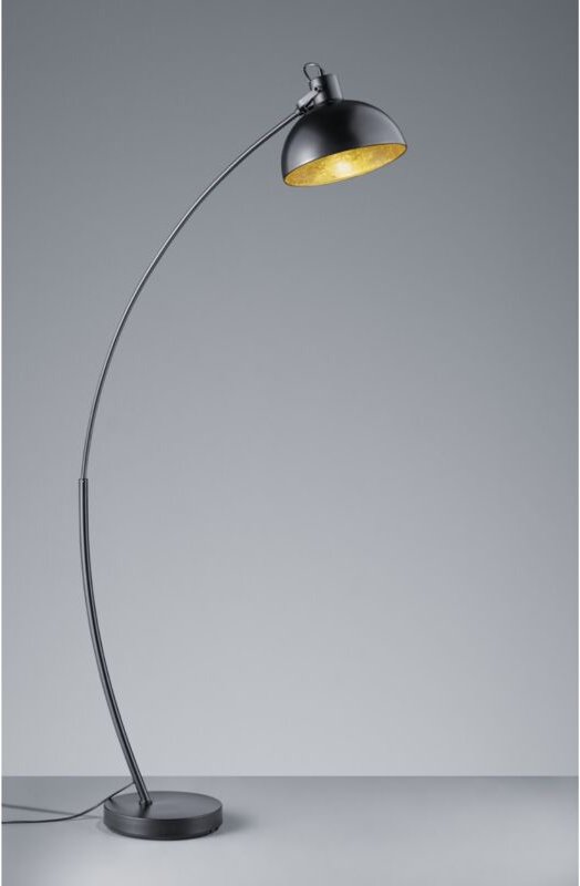 Iperbriko - Recife Gewölbte Stehlampe 1 x E27 Lampenschirm Metall Schwarz Innen Gold Trio Beleuchtung