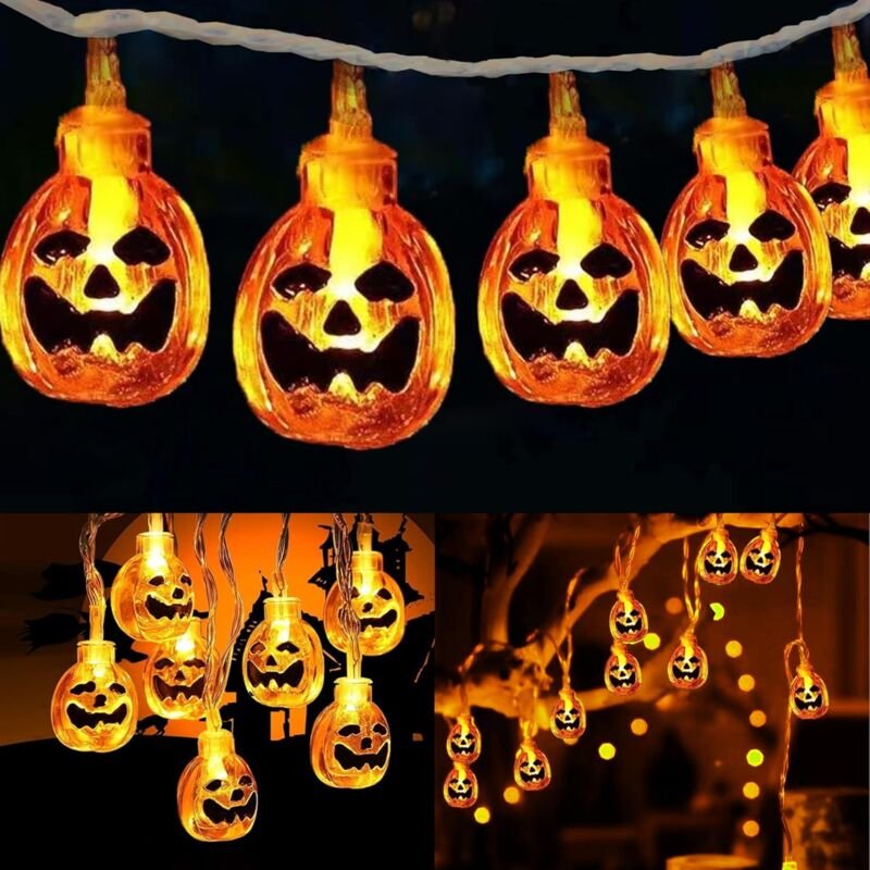DOLASO Halloween-Lichterketten, 3 m, 20 LEDs, Kürbis-Lichterkette, Halloween-Dekoration für drinnen und draußen, Garten,...