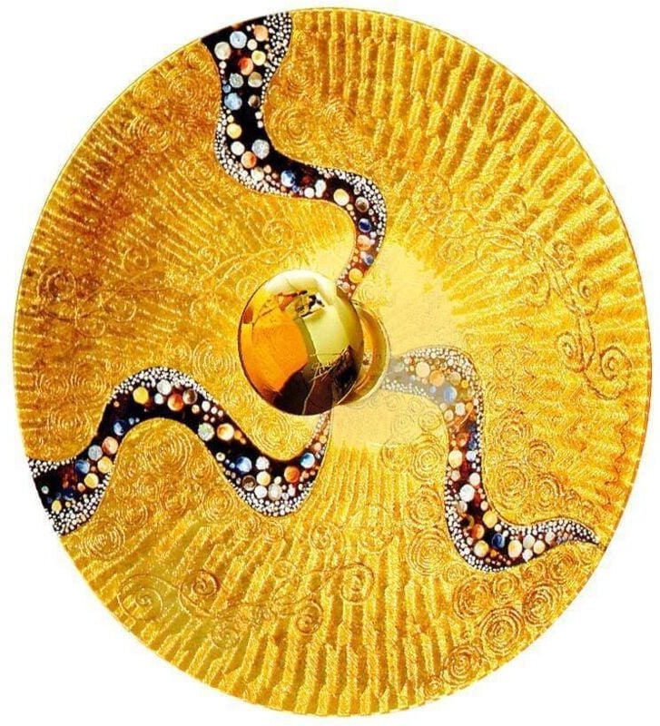 Luna - Designer Glas Große Wandleuchte Poliertes Gold - Kuss Gold Muster, 1x E27 - Kolarz