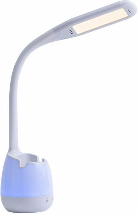 Flexible Schreibtischlampe, wiederaufladbare Lampe mit buntem Nachtlicht/3 Modi und 3 Stufen. Touch-Steuerung/Helligkeit