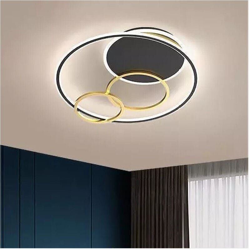 Trade Shop Traesio - Trade Shop - plafoniera led 55W tondo mit cerchi nero lampada von luce 6500K 70883 -