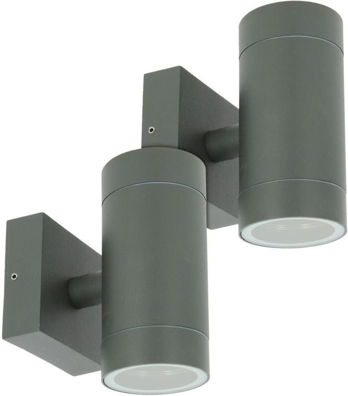Arum Lighting - 2er-Set Wandleuchten venice Anthrazit außen zweistrahlig GU10 IP54