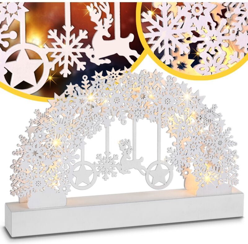 Schwibbogen Weihnachten Batteriebetrieben Timer Kabellos Holz led Beleuchtung Deko Lichterbogen Weihnachtsdeko Schwippbo...