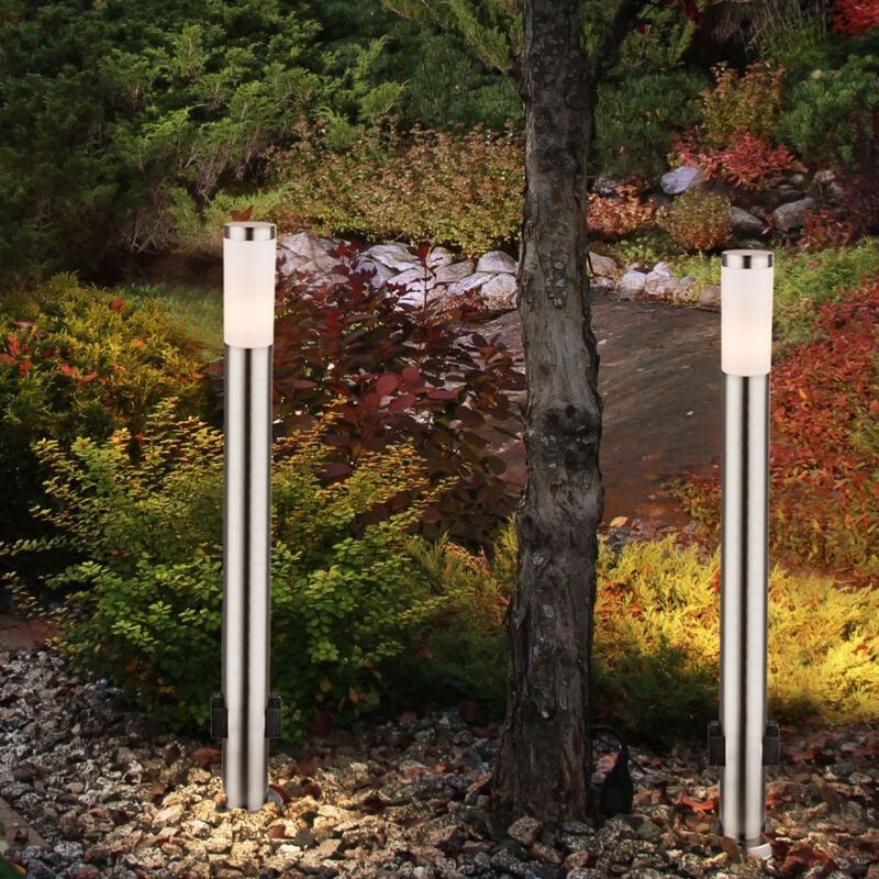 Globo Lighting - 2er Set Steh Lampe Strom Verteilung IP44 Außen Steckdosen Edelstahl silber