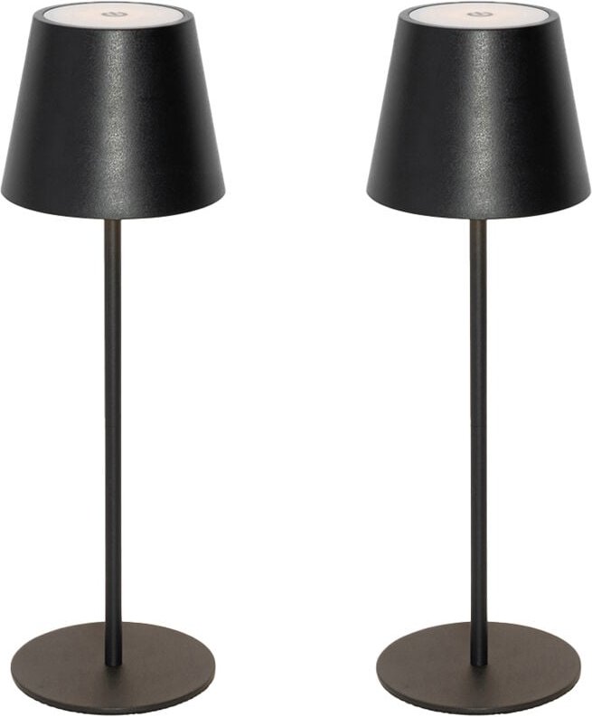 Set mit 2 Tischleuchten schwarz mit Dimmer und wiederaufladbar - Murdock