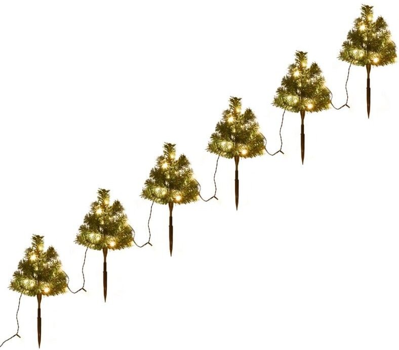 Wegbeleuchtung Weihnachtsbäume 6 Stk. Warmweiße LEDs 45 cm PVC vidaXL