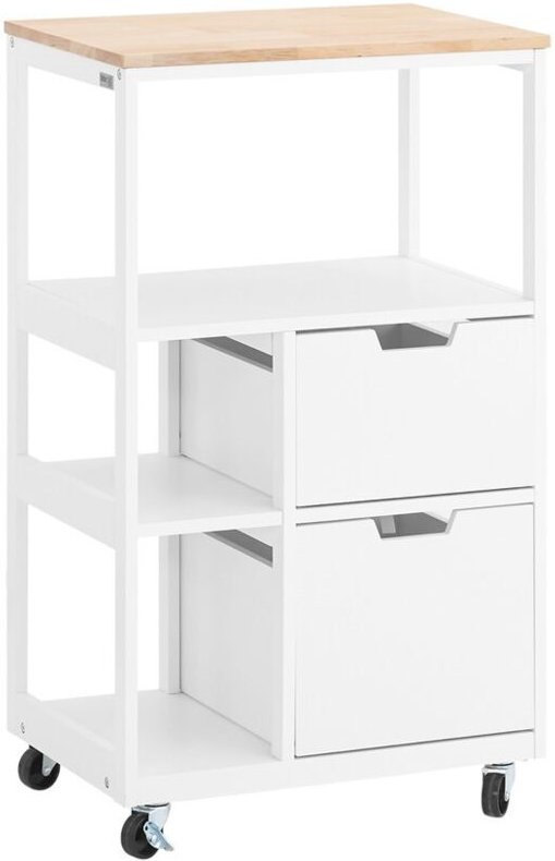 SoBuy FKW111-WN Küchendessert mit Rollen Kücheninsel Servicewagen Buffet Multifunktionaler Schrank Küchenschrank mit 2 S...