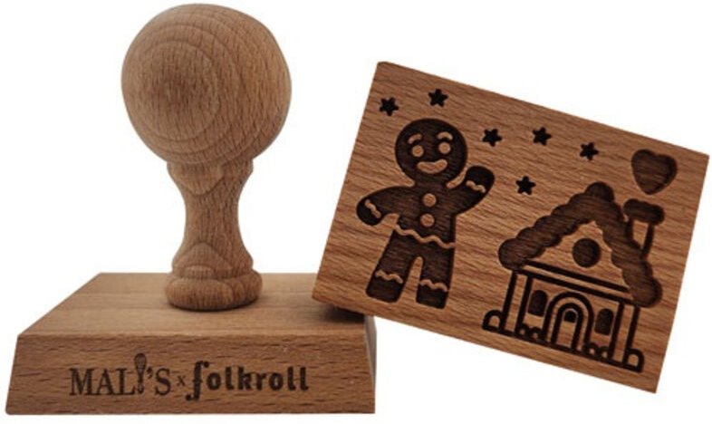 Holz-Querstempel Rechteck - Motiv Mann & Haus Lebkuchen - Patisse