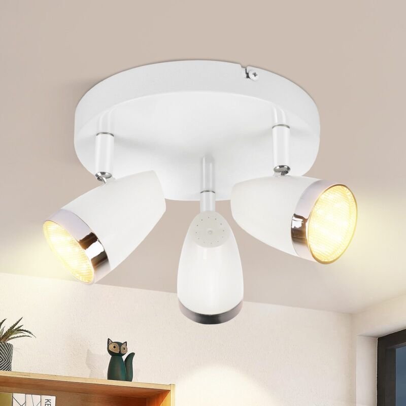 Led Deckenstrahler Modern rund, 1 Flammig Weiß Warmweiß 3000 k schwenkbar 350° Deckenleuchte 12W, für Flur Küche Wohnzim...