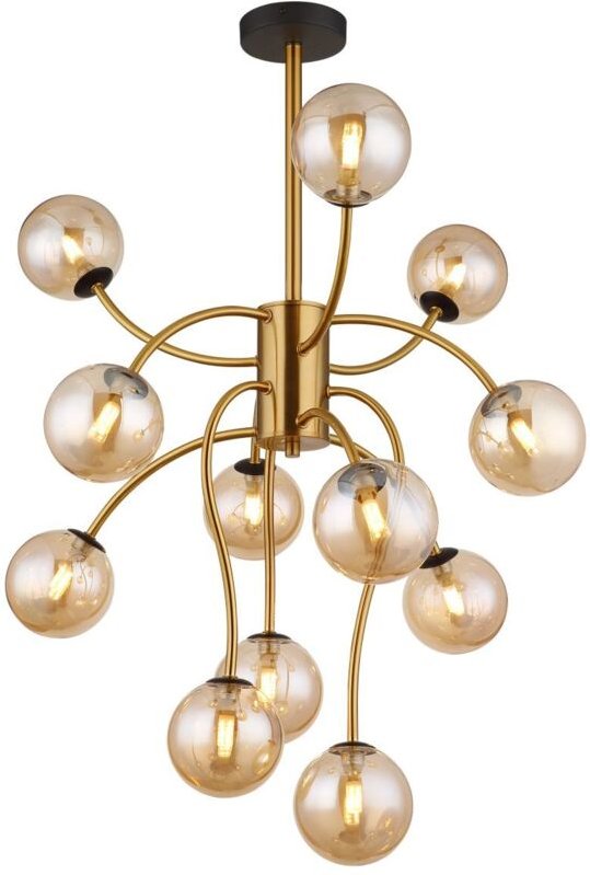 Globo Lighting - Deckenlampe Wohnzimmerleuchte Deckenleuchte gold led 12 Flammig amber h 93 cm