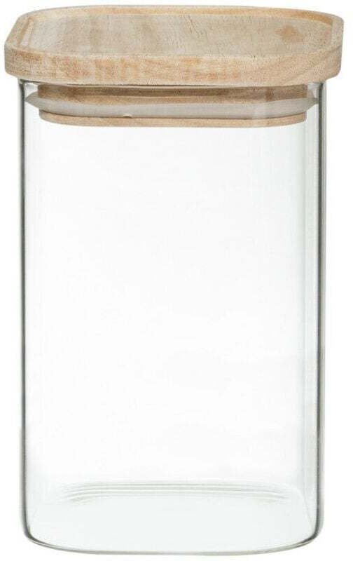Set aus 4 stapelbaren Vorratsgläsern aus Glas und Holz mit luftdichten Deckeln atmosphera