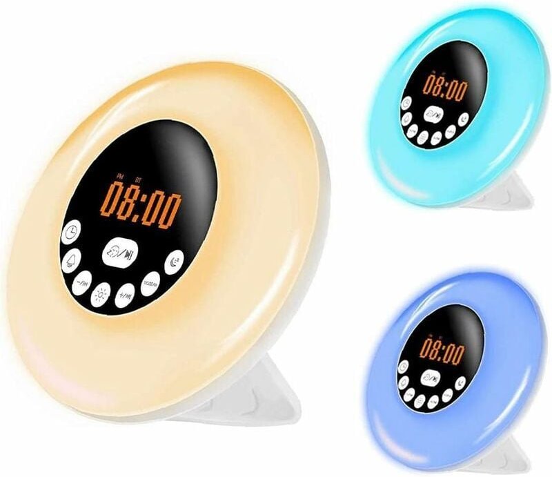 Wecker Wake Up Light Nacht Sonnenaufgang Sonnenuntergang Simulation rgb 7 Farben led Nachtlampe mit Bluetooth Lautsprech...