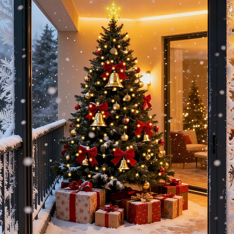 LED Lichterkette Weihnachtsbaum mit Ring weihnachtsbaumbeleuchtung mit Fernbedienung 2m 430 LED mit 12 Girlanden mit Bau...