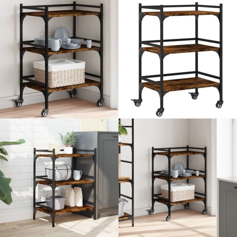 Küchenwagen Räuchereiche 50x35x75,5 cm Holzwerkstoff - Holzwerkstoff - Räuchereiche