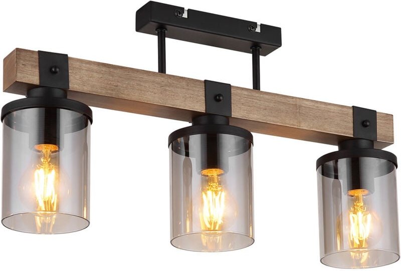 Globo - deckenleuchte - Lila - natürlich schwarz - glas holz