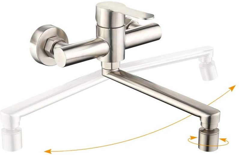 Wandmontierter Küchenmischhahn 2 Wasserstrahlen Küchenarmatur 360° drehbarer Wasserhahn Wandmontierter Wasserhahn