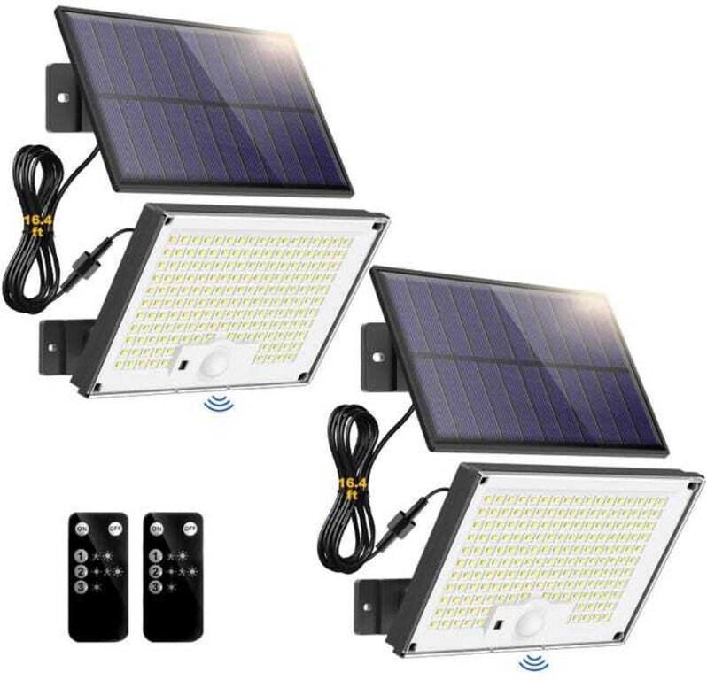 2er Pack 172 LED Solarleuchten für Außen – Bewegungsmelder, IP65