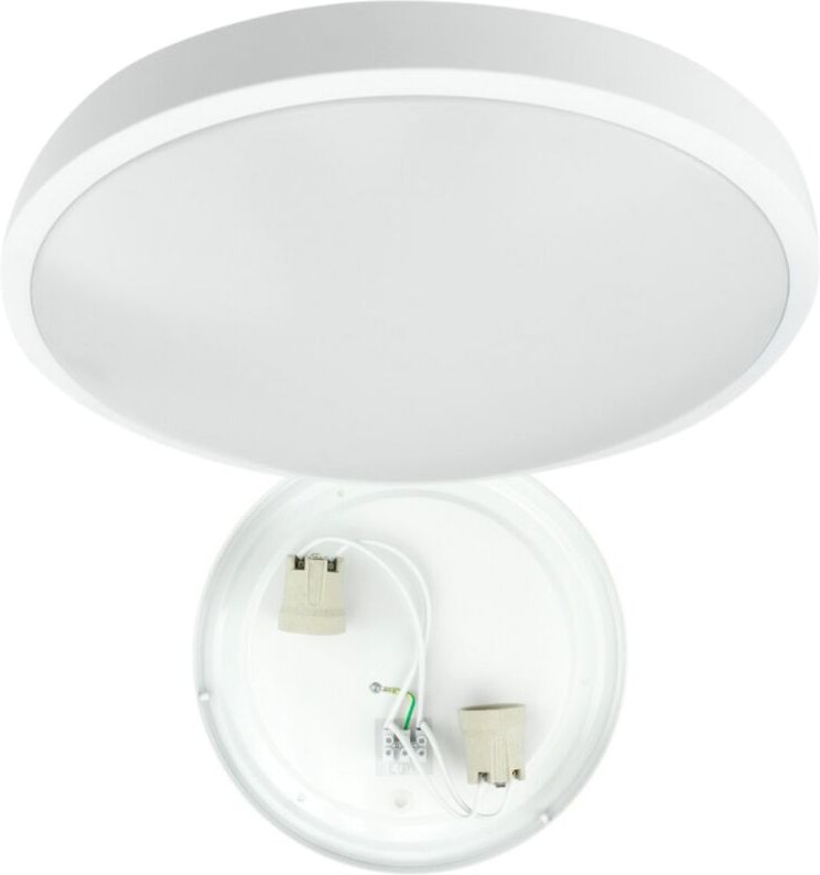 Runde Deckenleuchte, 2xE27, für zwei Leuchtmittel, 2xE27, weiß, Aufbau