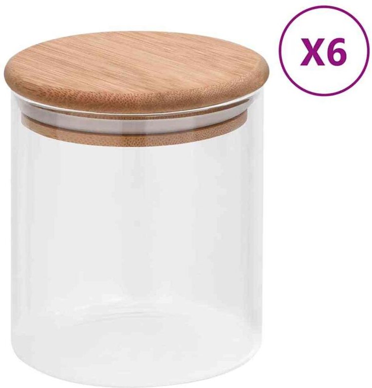 vidaXL Vorratsgläser mit Bambusdeckel 6 Stk. 600 ml