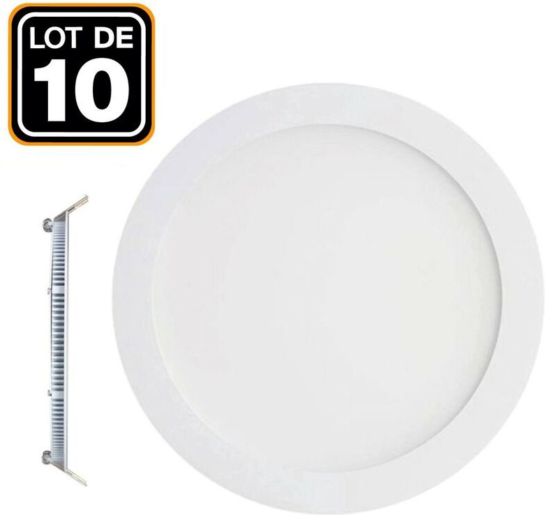 Europalamp - 10 Spot Encastrable led 18W Rond Extra-Plat Blanc Neutre 4500K