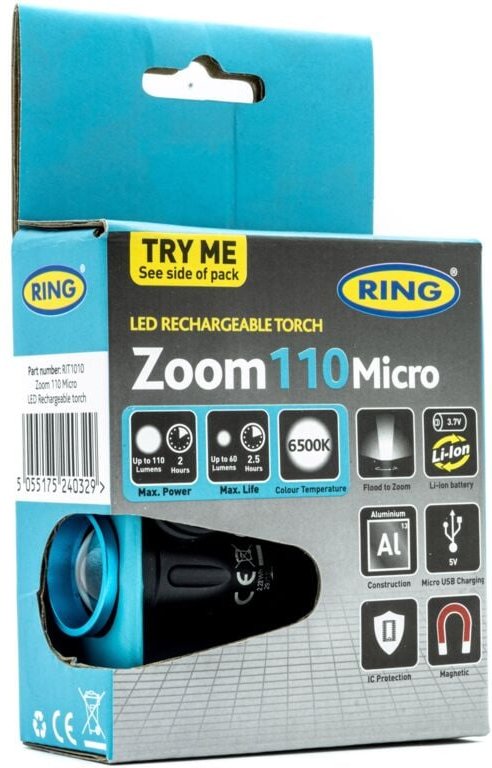 LED-Inspektionstaschenlampe 110 lm 6500 K – Magnet, Zoom, USB-Aufladung