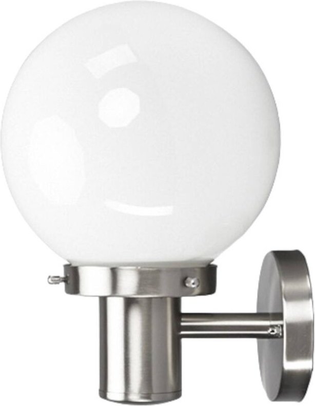 Lindby - Kugelförmige Außenwandleuchte Samuel, Edelstahl - edelstahl, opalweiß