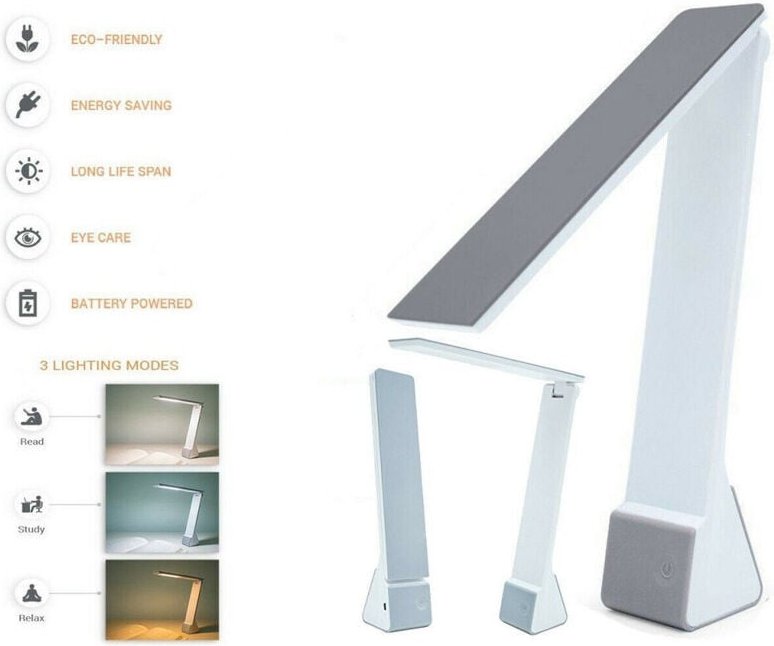 Trade Shop Traesio - Trade Shop - schreibtischlampe 15 led 4W faltbar neutral weiss licht gelb U12B -