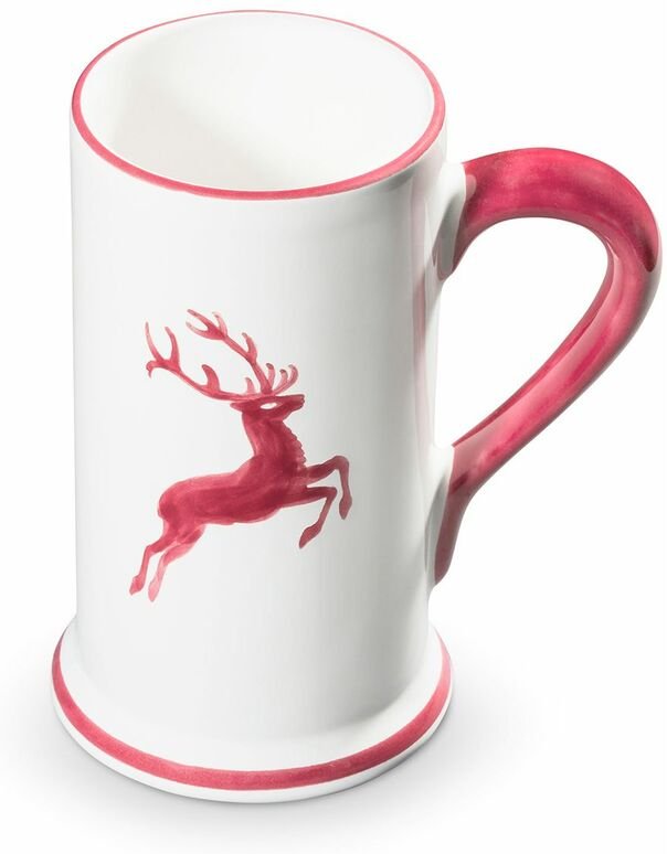 Gmundner Keramik - Bordeauxr. Hirsch, Bierkrug 0,5 Liter