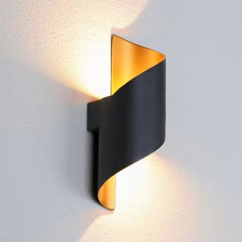 Wandleuchte Schwarzgold Wandleuchte Lampenkörper Auf- und Ab-Außeneinbauleuchte Wasserdicht Auf- und Ab-Lampe, 12W stark...