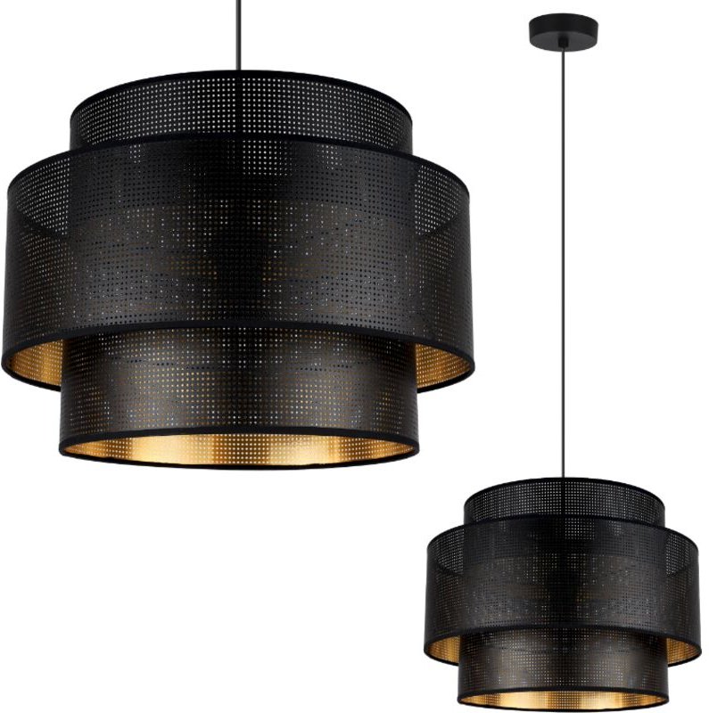 Asti Trio Hängelampe Schwarz Und Gold 40cm Mesh