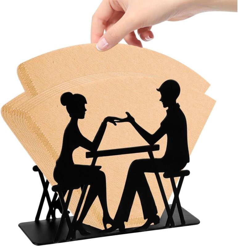 CCYKXA Schwarzer Servietten- und Kaffeefilterhalter aus Edelstahl – Filterbeutelhalter und Serviettenhalter zur Tischdek...