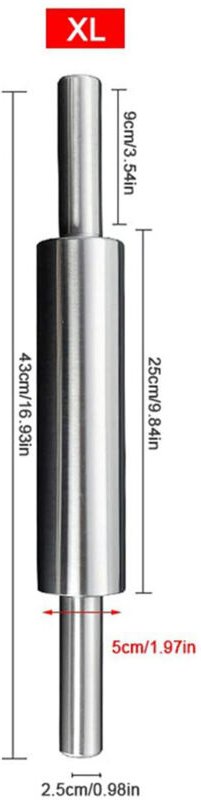 Nudelholz, antihaftbeschichtetes Edelstahl-Nudelholz, Nudelholz für Fondant, Teigböden, Kekse, Gebäck, Teig (41/5/5)